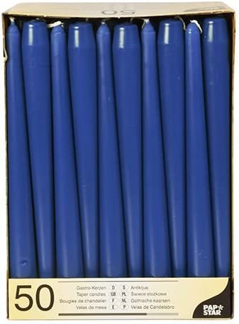 50 Dark Blue Taper Candles 250mm 17965 (Parcel Rate)p