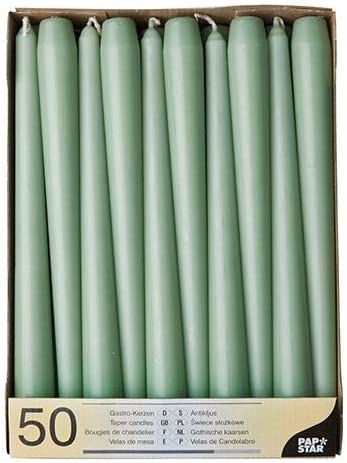 50 Jade Green Taper Candles 250mm 88341 (Parcel Rate)p
