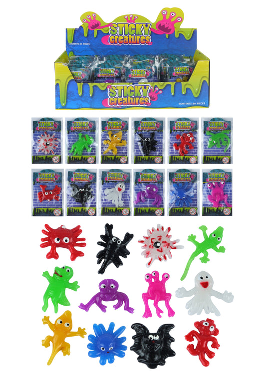 Children's Sticky Creatures Splatter Toys 5-6cm Assorted Designs T51225 (Large Letter Rate)