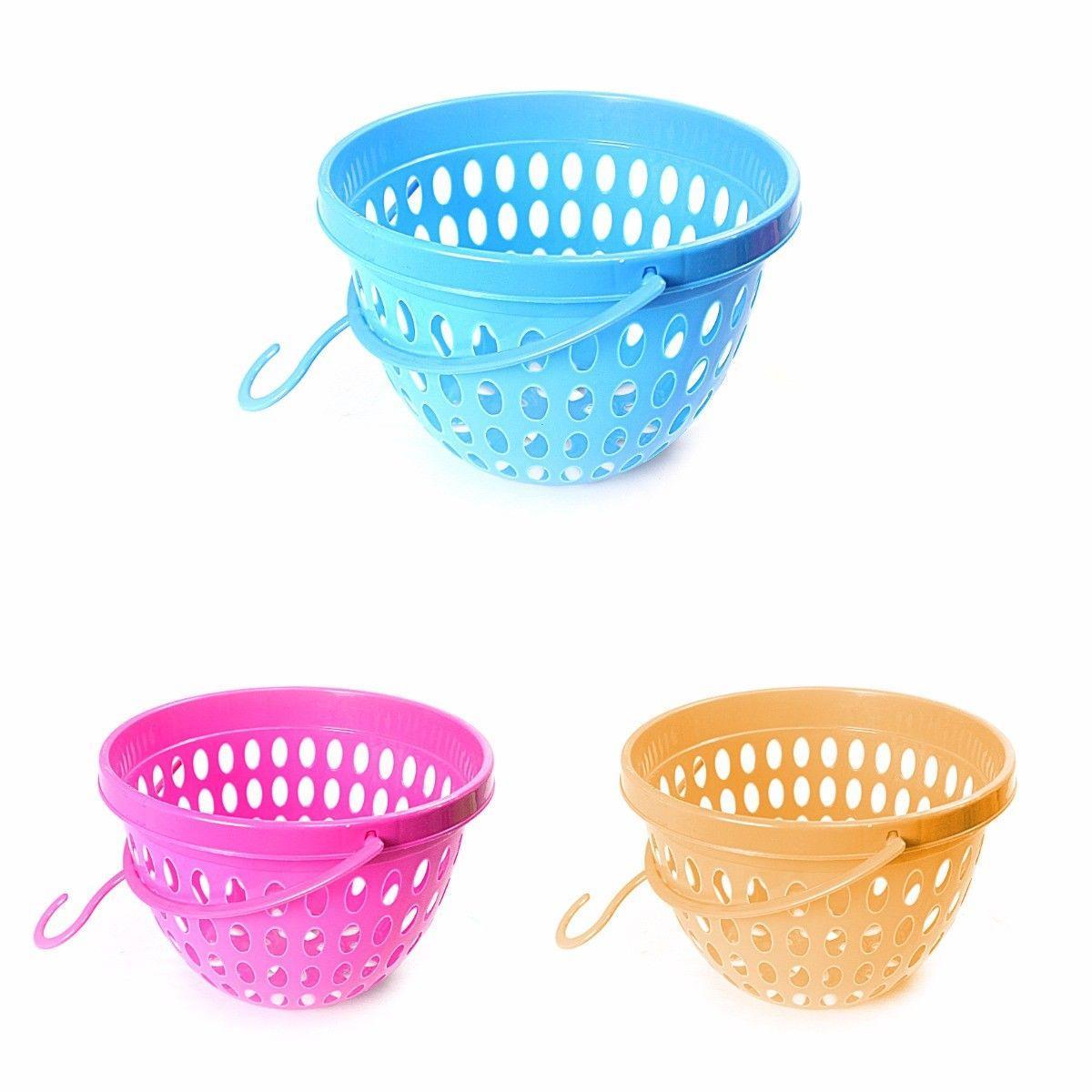 Plastic Laundry Clothes Pegs Basket 18 x 13 cm Assorted Colours 4030 (Parcel Rate)