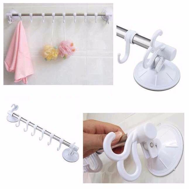 Towel Bar Suction Cup Adjustable Rail Gold Quality 180 Degrees Rotated 0873 (Parcel Rate)