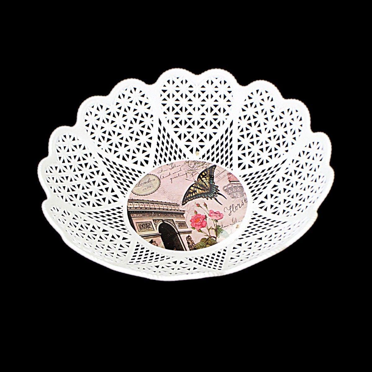 Round Plastic Heart Shaped Fruit Serving Bowl Tray Printed Design 22 cm Assorted Designs 3679 (Parcel Rate)