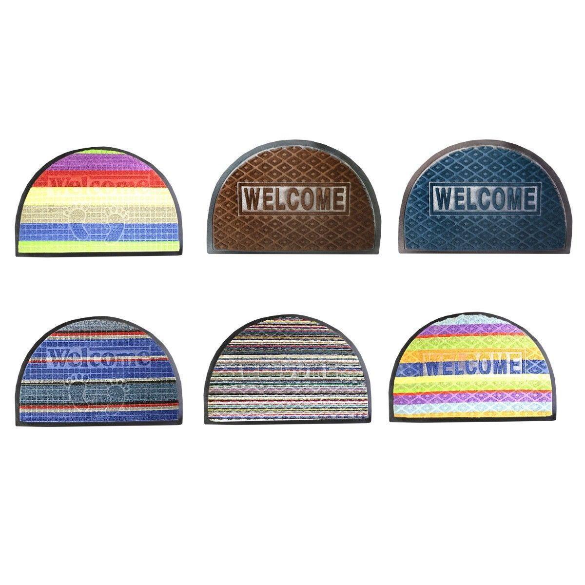 Welcome Door Mat Arch Shaped In Rich Multi Colours  With PVC Backing 80cm x 50cm 0471 (Parcel Rate)