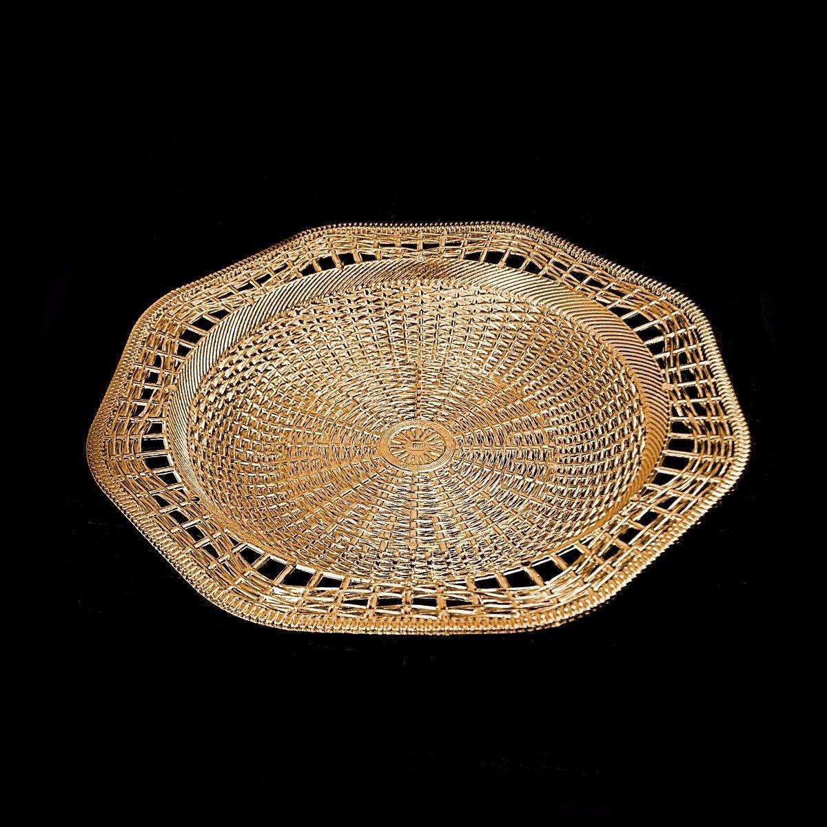 Plastic Rattan Styled Designer Tray Ideal For Snacks 28.5cm Kitchen 0728 (Parcel Rate)