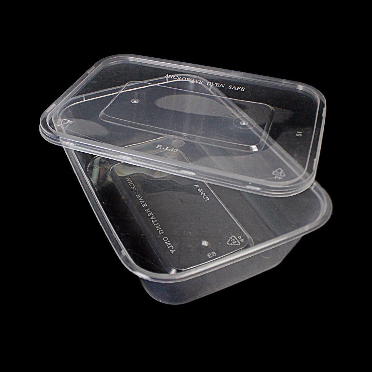 5 Hygienic Rectangular Stackable Food & Meal Preparation Containers With Lids 7015 (Parcel Rate)