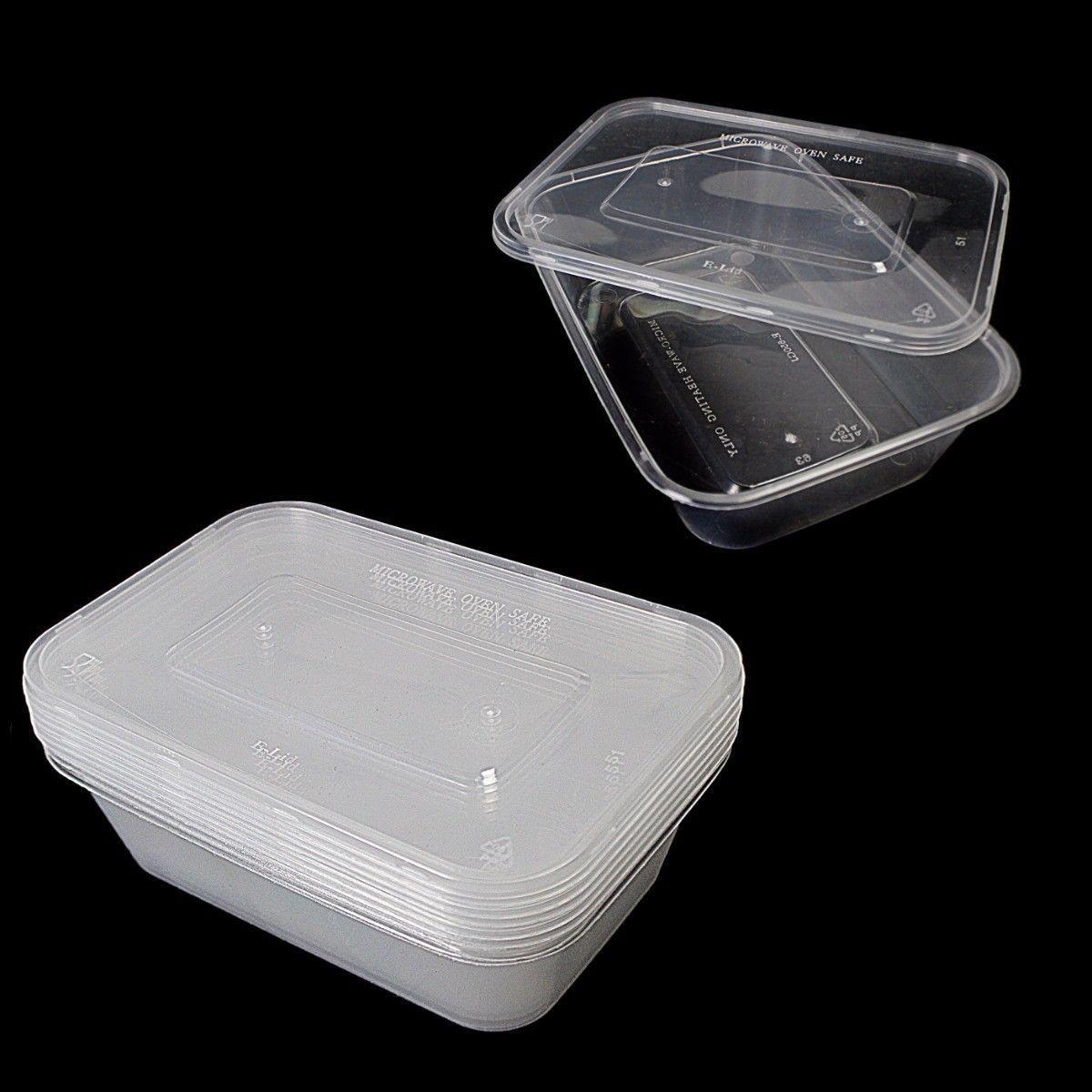 5 Hygienic Rectangular Stackable Food & Meal Preparation Containers With Lids 7015 (Parcel Rate)