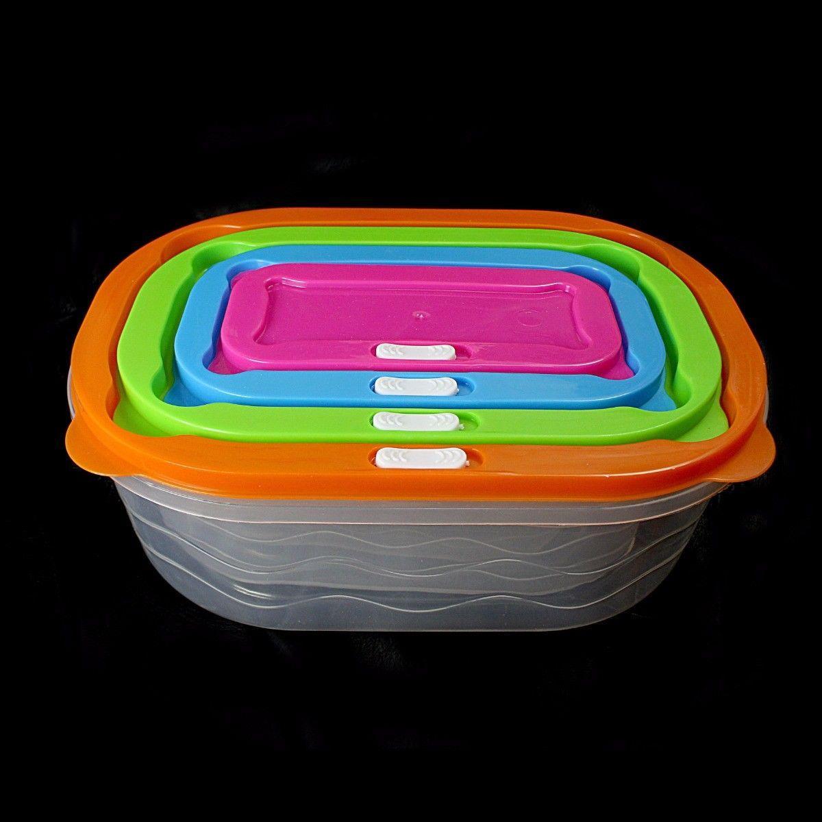 Plastic Rectangular Food Storage Containers Set of 4 0400 (Parcel Rate)