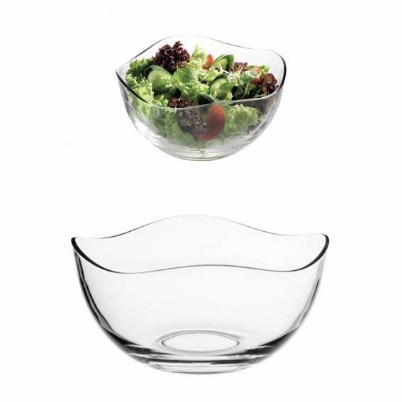 Transparent 26cm Elegantly Curved Fruit / Salad Bowl In Gloss Premium Glass Home 3344 (Parcel Rate)