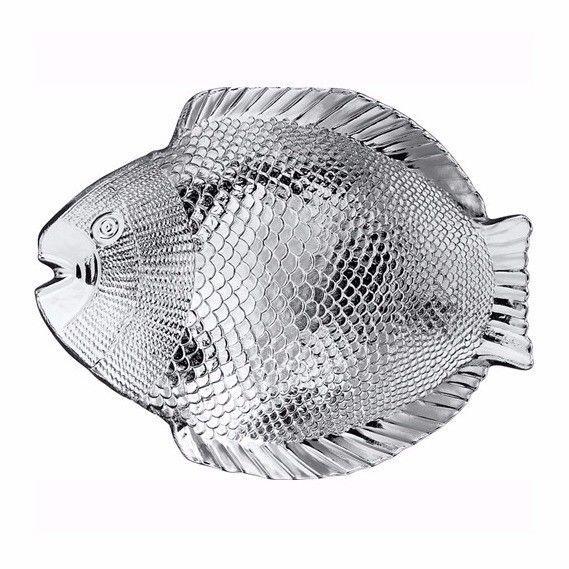 Marine Clear Glass Fish Style Shaped Fancy Small Service Plate 20cm x 16cm  10256 (Parcel Rate)