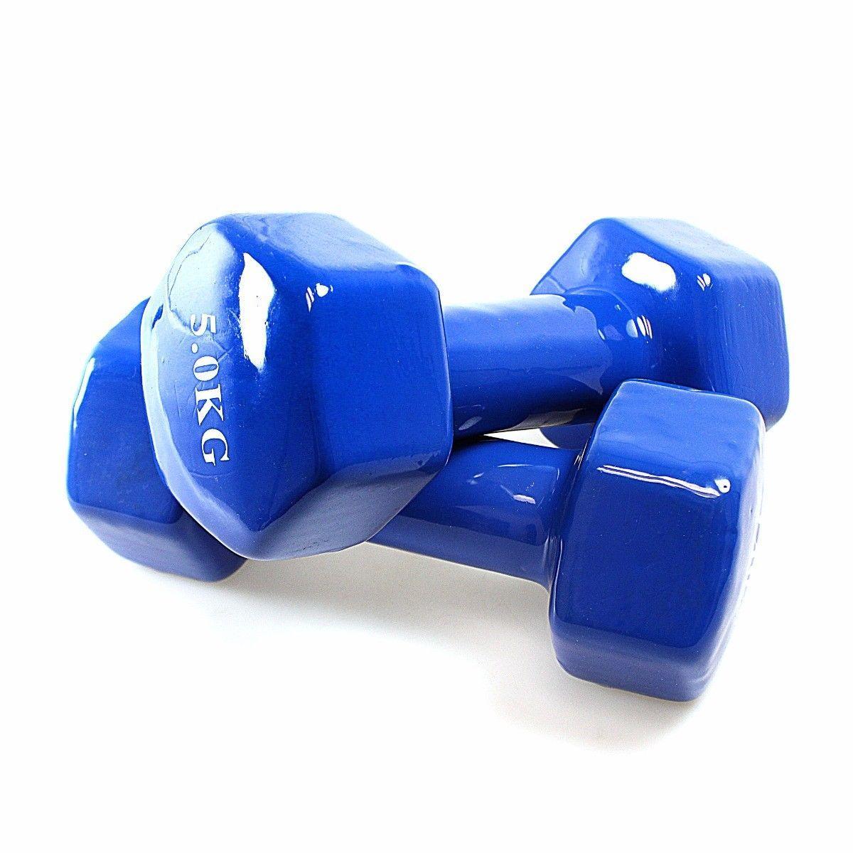 1 Piece Blue Vinyl Fitness Dumbbell 5kg For Fitness Boxing Home Gym 4593 A W25  (Parcel Rate)