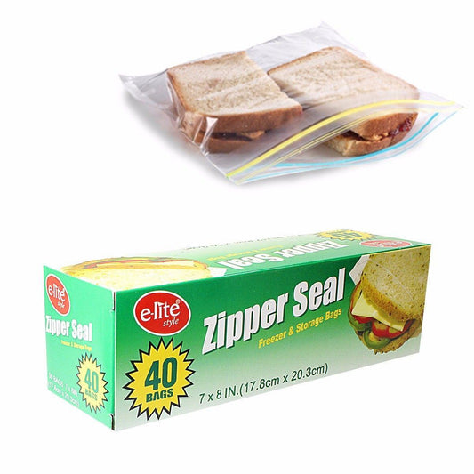 Large Freezer Seal Bags with Zipper 17.8 x 20.3 cm Pack of 40 0178 (Parcel Rate)