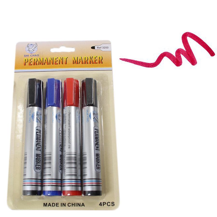 4 Pack Assorted Permanent Marker Pens 1732 (Large Letter Rate)