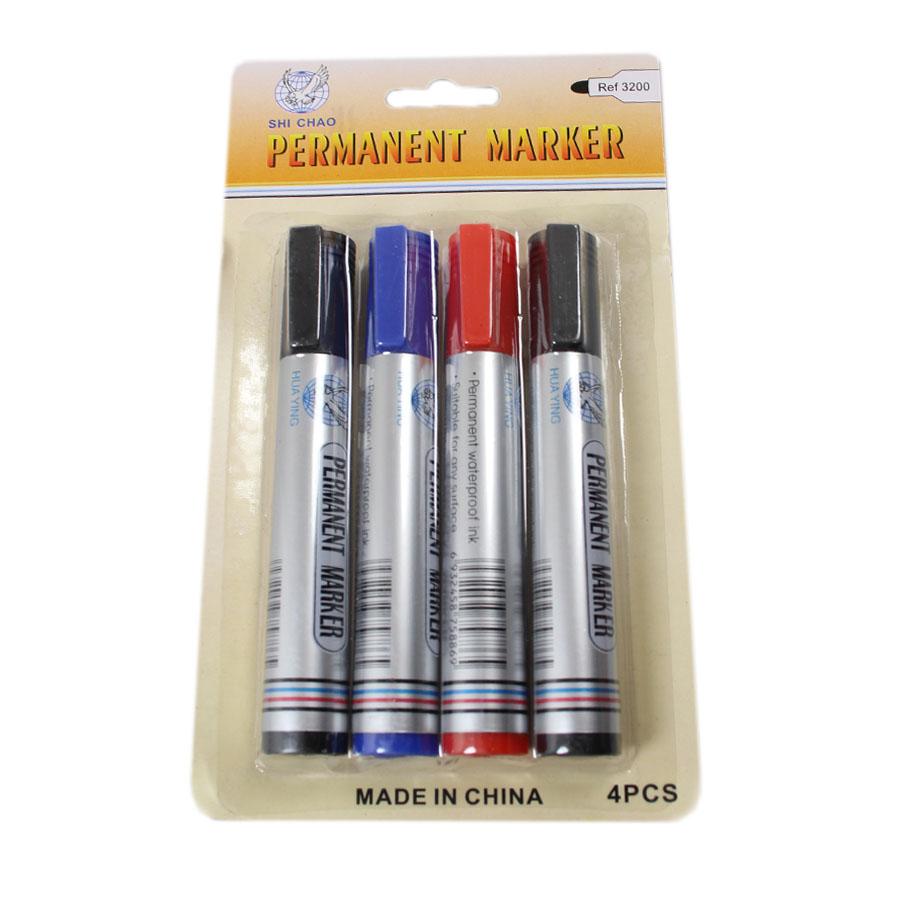 4 Pack Assorted Permanent Marker Pens 1732 (Large Letter Rate)