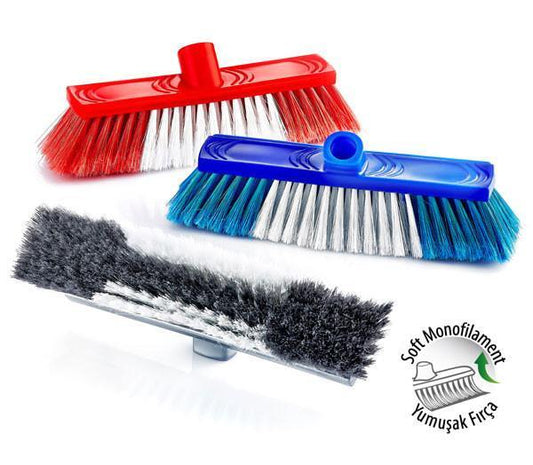 High Quality Brush Head Broom  Plastic 3 Colours ZP156 (Parcel Rate)