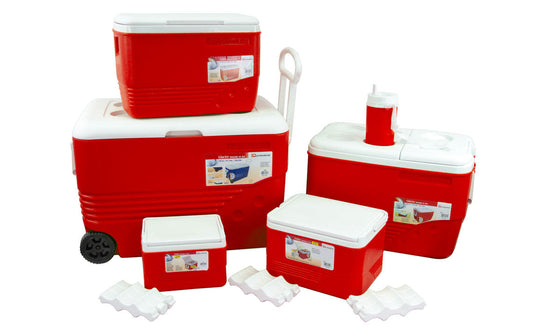 Ice Chest Cooler Box Set of 6 Red 1.25L / 6L / 14L / 31L / 60L 80153508B (Big Parcel)
