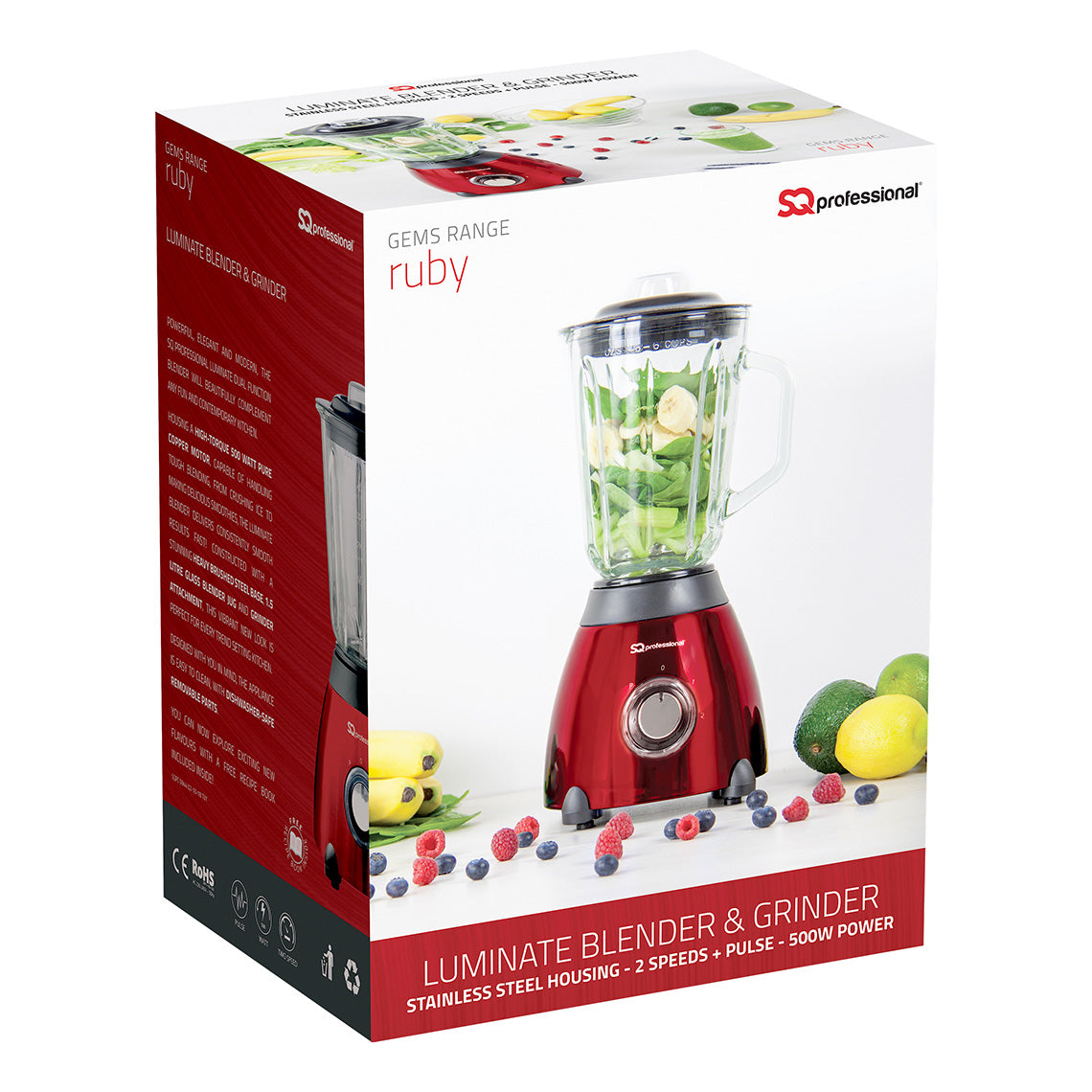 SQ Professional Luminate Blender and Grinder 500W Ruby 5944 / 2463 (Parcel Rate)