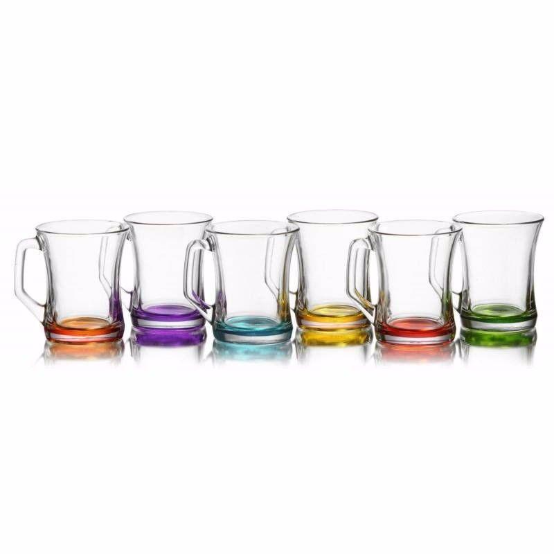 Set Of 6 Zen Coral Glass Mugs ZEN313EC Kitchen Home Glassware (Parcel Rate)