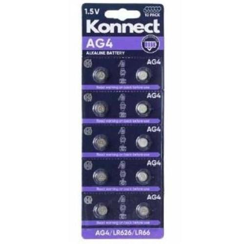 Konnect 10 Pack Alkaline Batteries - 1.5v - AG4 - LR626 - LR66  (Large Letter Rate)