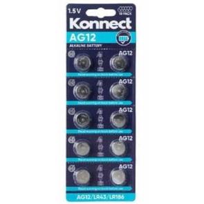 Konnect 10 Pack Alkaline Batteries - 1.5v - AG12 - LR43 (Large Letter Rate)