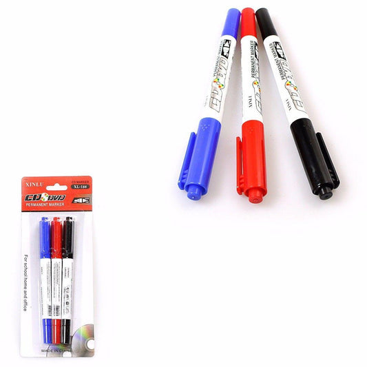 Pack Of 3 Assorted Colour Permanent Marker Pen For DVD/CD Stationery Home Office 0761 (Large Letter Rate)