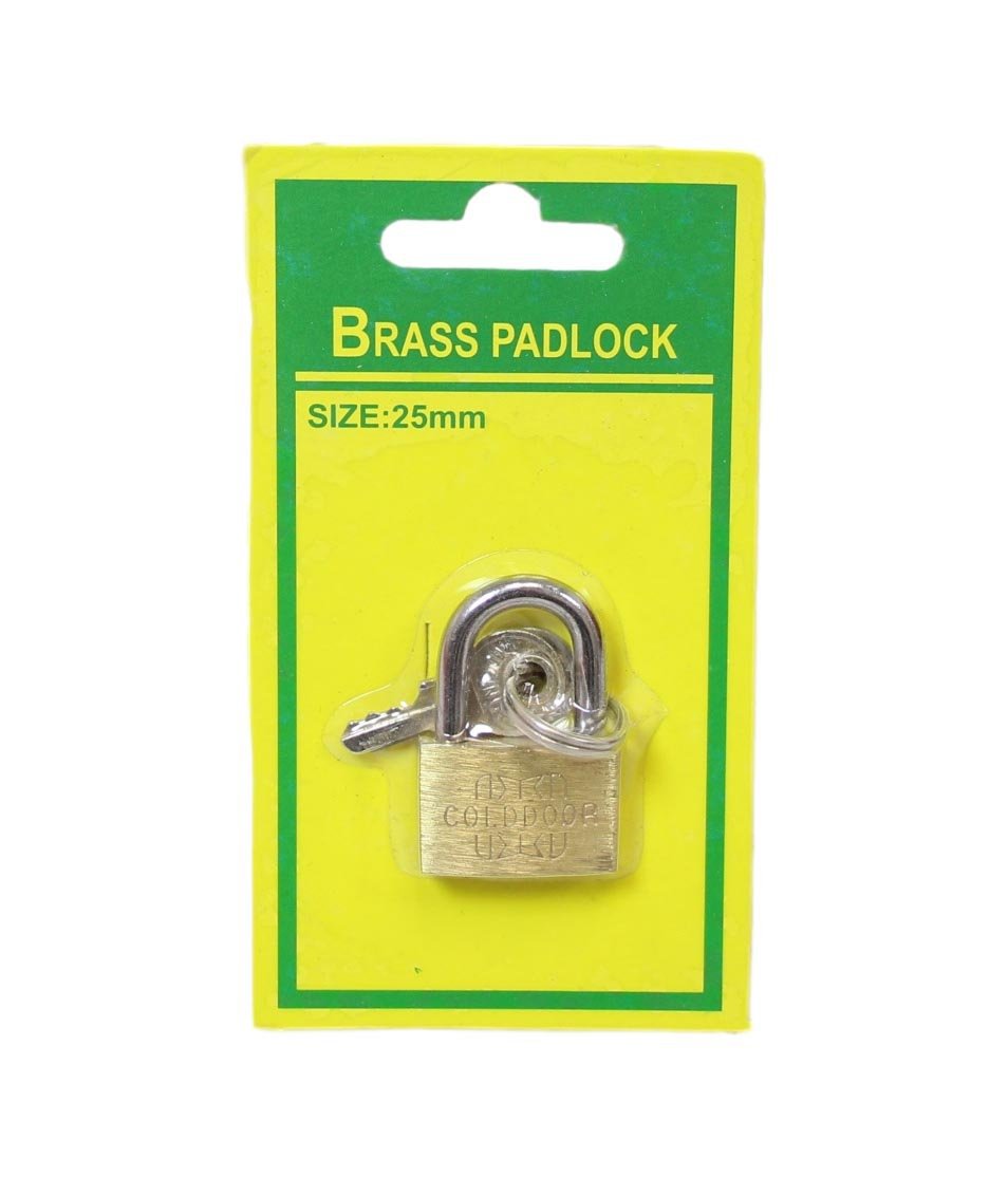 Brass Padlock Diy Home Suitcase Gold Door Padlock With 2 Keys 25mm 5184 (Large Letter Rate)