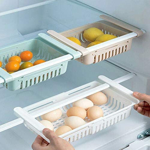 Adjustable Extendable Fridge Organiser Storage Rack Pull Out Assorted Colours 6588 (Parcel Rate)