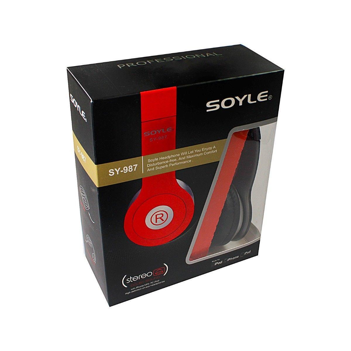 Soyle SY-987 Plastic Headphones with Cable Assorted Colours 0667 (Parcel Rate)
