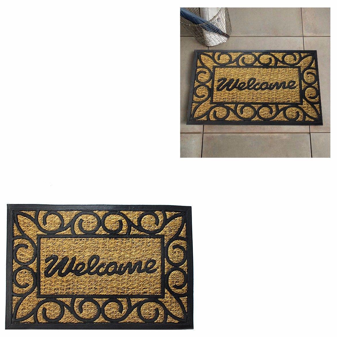 WELCOME Door Mat In Black Home Outdoors 09071 (Parcel Rate)