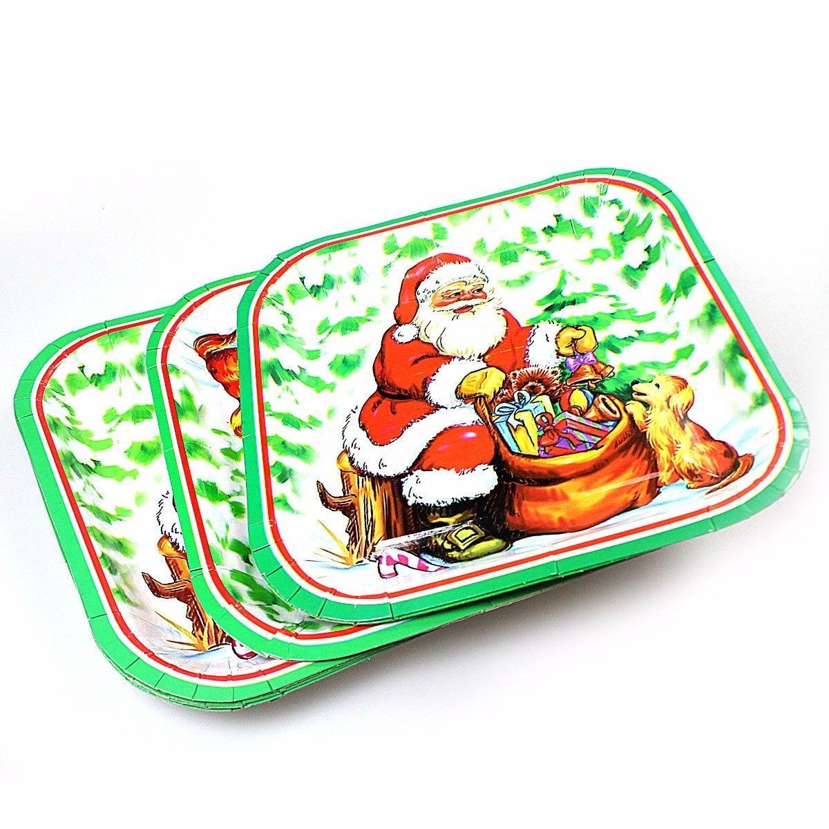 Pack of Christmas Party Paper Plates Medium 23 cm Assorted Designs 1672 (Large Letter)