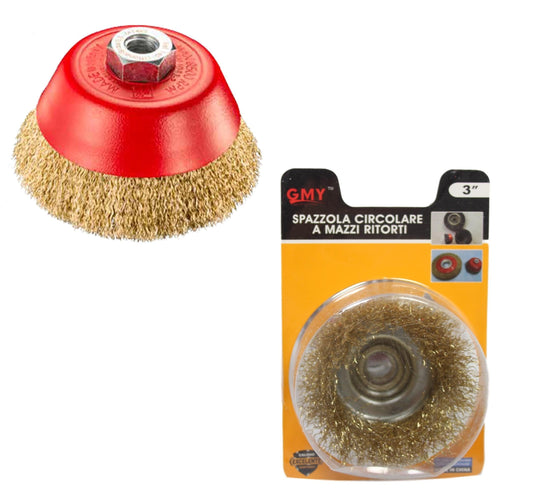 Wire Brush Metal Circular Brush Twisted Gold Bunches Hardcore Brush 3'' Diy 5478 (Parcel Rate)