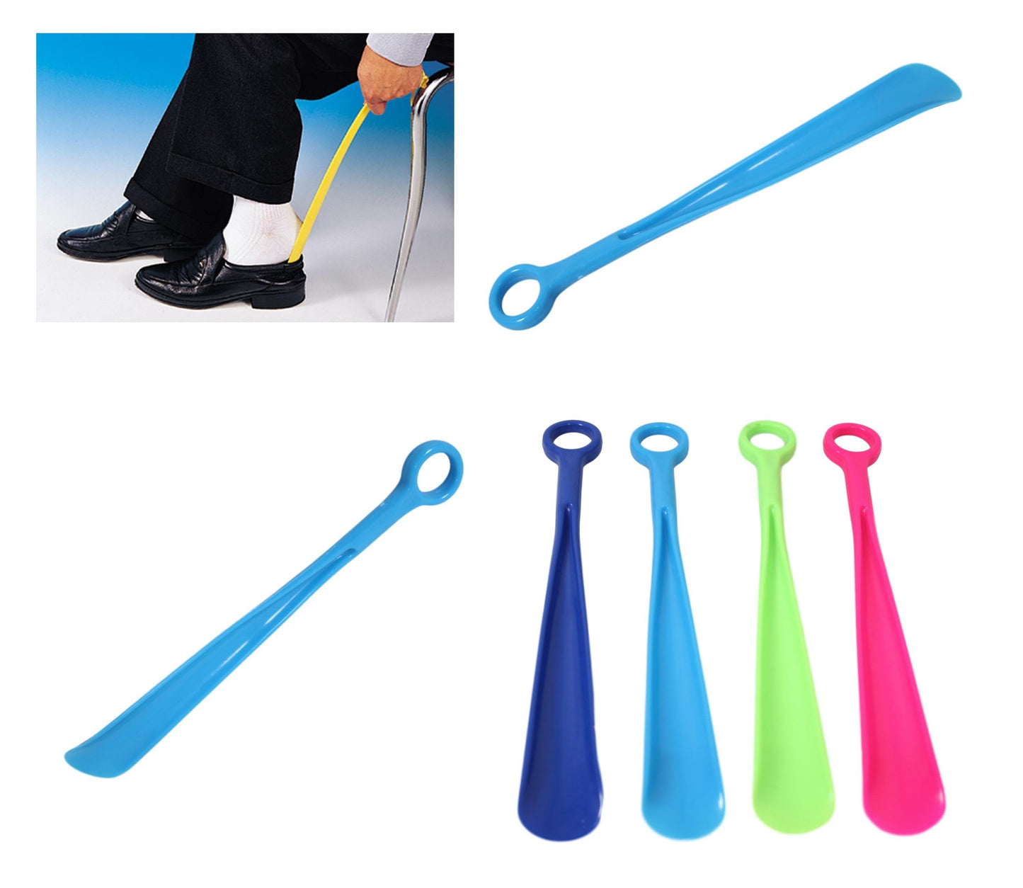 Shoe Horn Easy Reach Plastic Flexible Handle Shoehorn Elderly Reach Shoe Horn 28cm  5491 (Large Letter Rate)