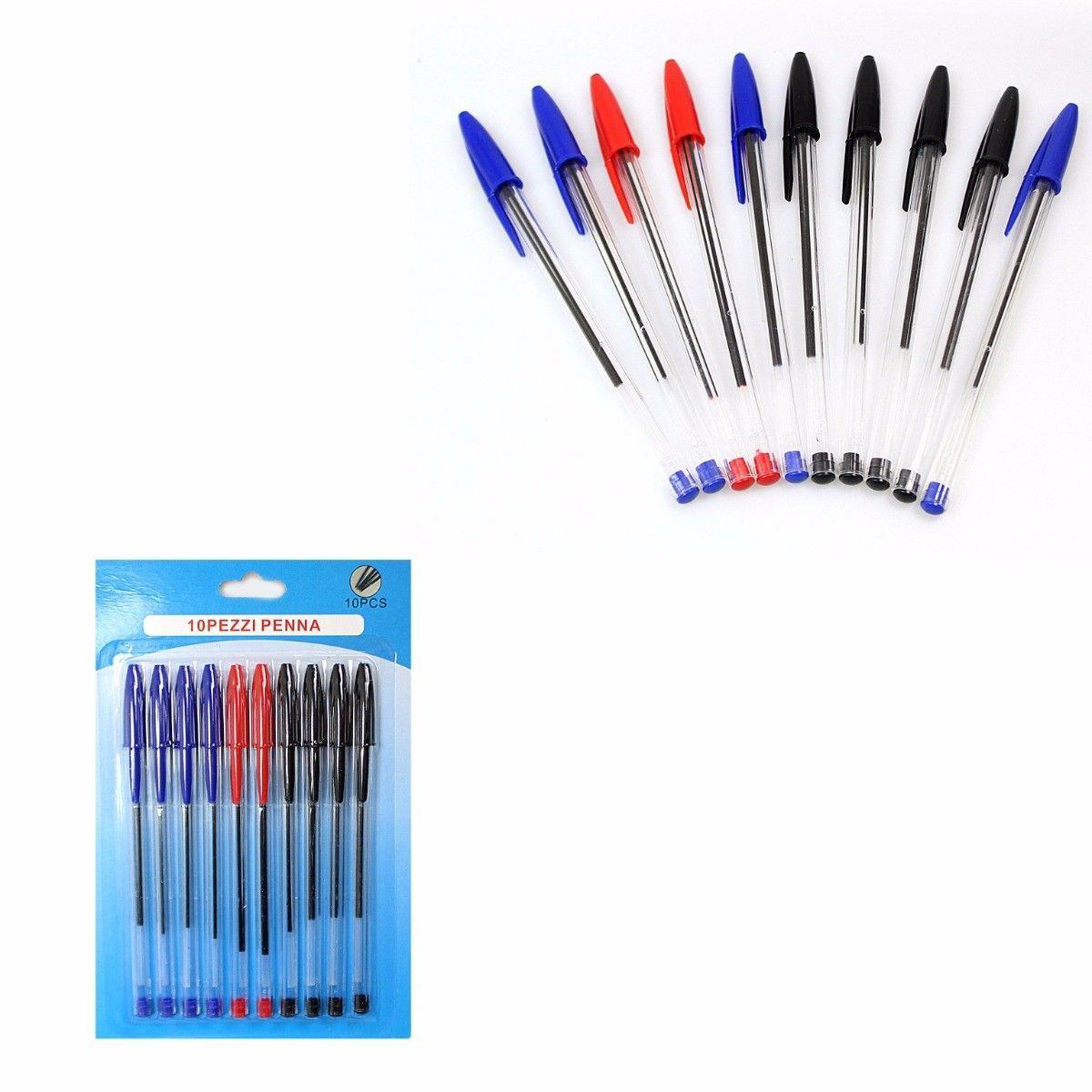 Ballpoint Pens Pack of 10 Assorted Colours 1548 (Large Letter Rate)