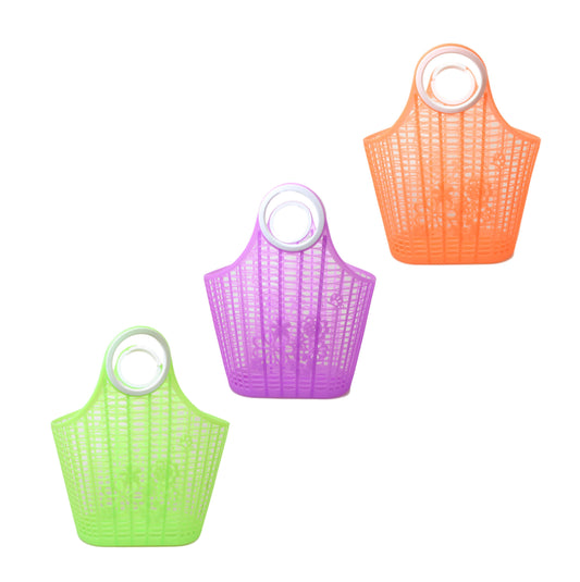 Plastic Floral Style Shopping Basket Type Bag 3 Colours Available 33cm x 30cm 5695 (Parcel Rate)
