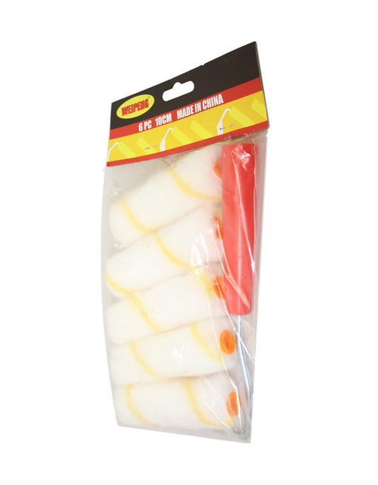 6 Pack Small Paint Rollers Household DIY Rollers 10cm With Handle 5712 (Parcel Rate)