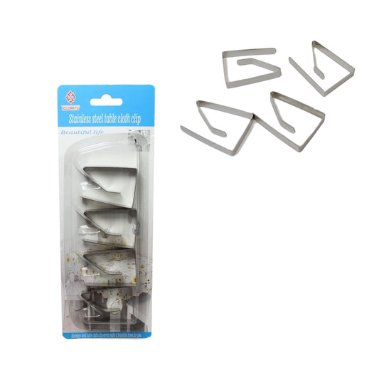 Stainless Steel Table Cloth Clips 4.5 x 4.5 x 1.8 cm Pack of 4 5718 A (Large Letter Rate)