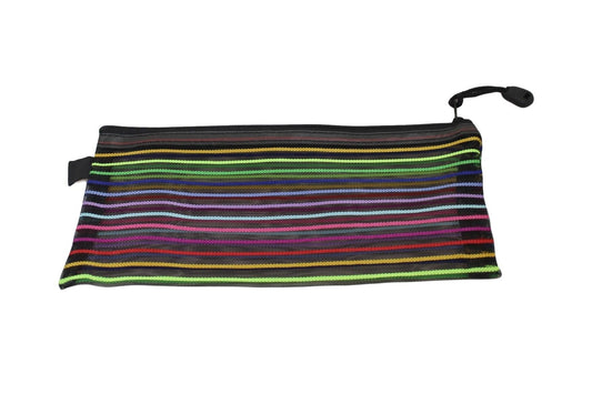 Striped Pencil Toiletry Bag with Zipper 23 x 12 cm Assorted Colours 5723 (Large Letter Rate)