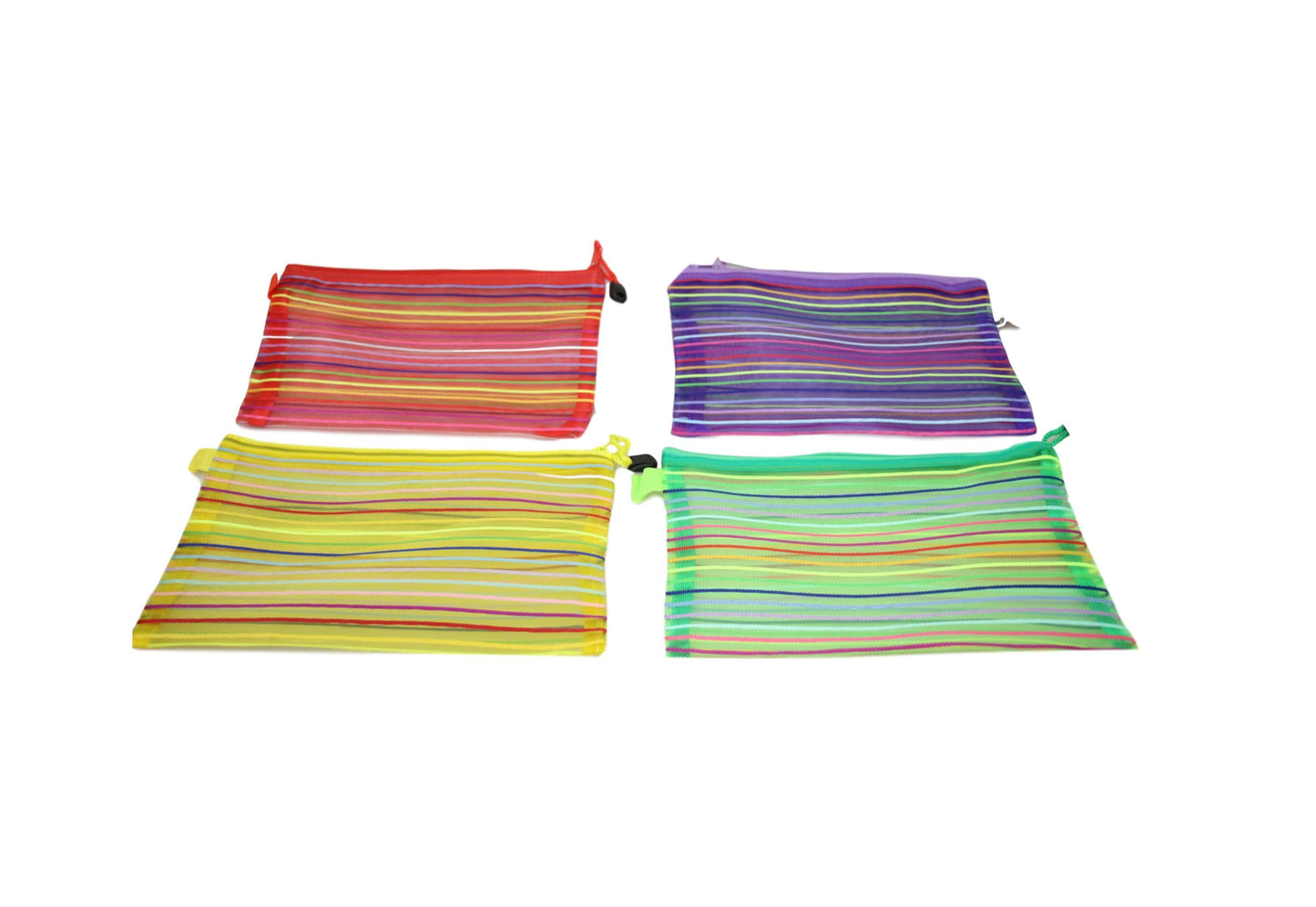 Stripy Colourful Utensils Toiletry Plastic Bag 4 Colours Available 22 x 18cm 5724 (Large Letter Rate)