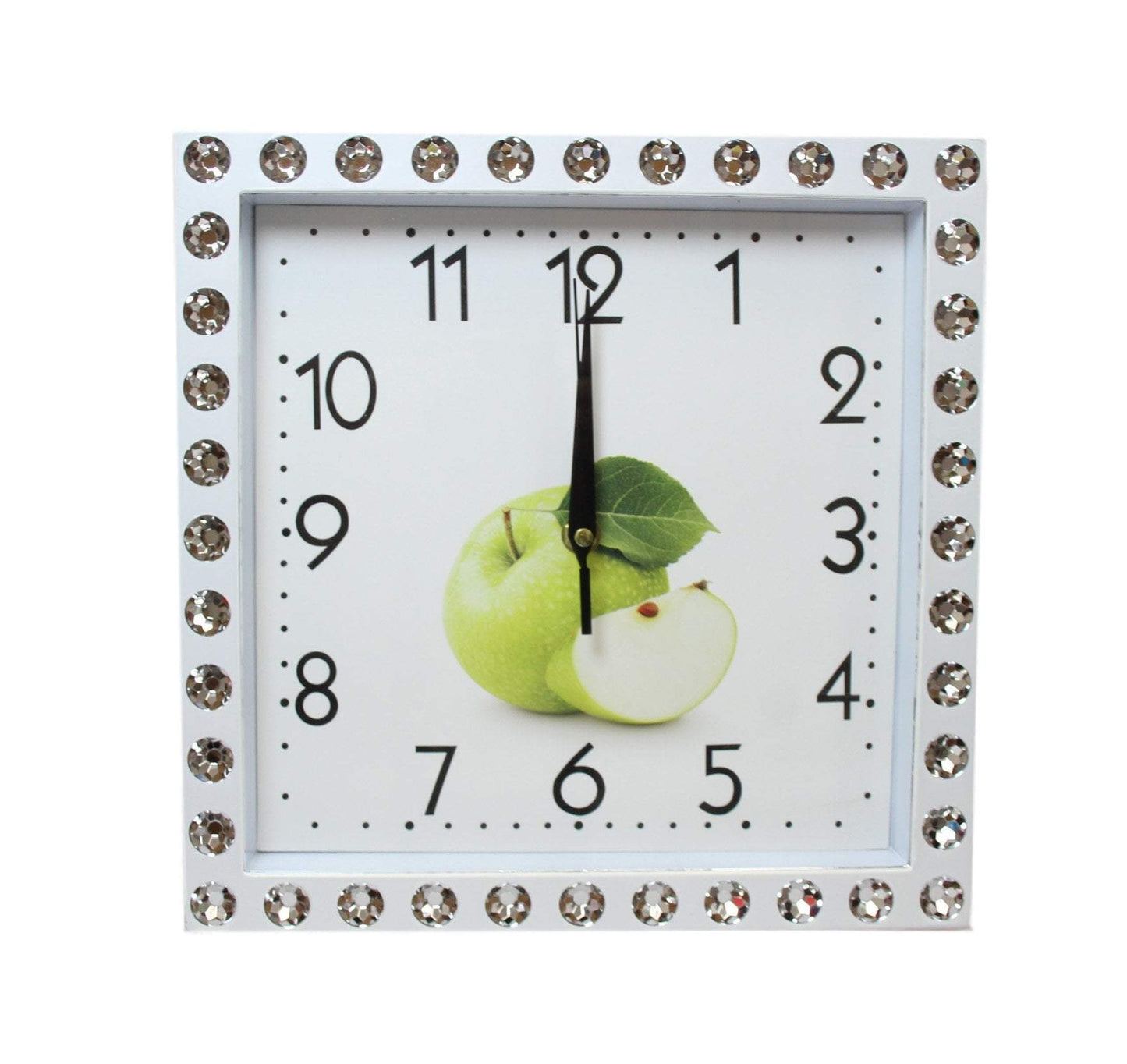 Crystal Style Border Clock Ideal For Home Kitchen Square Shaped Clock 27cm x 27cm 5771 (Parcel Rate)