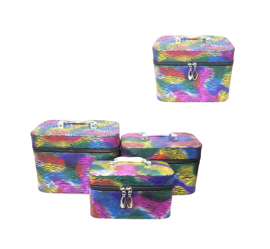 Jewellery Box Makeup Bag Toiletries 3 Bag Pack Rainbow Coloured Bag 3 in 1 5823 (Parcel Rate)