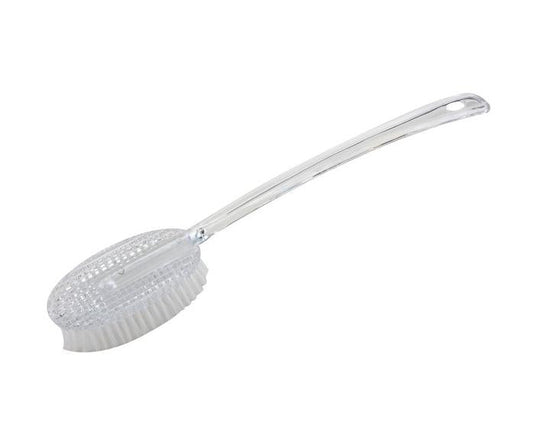 Portable Long Handled Body Bath Back Brush Scrubber Massager Skin Cleaning Tool White (Parcel Rate)