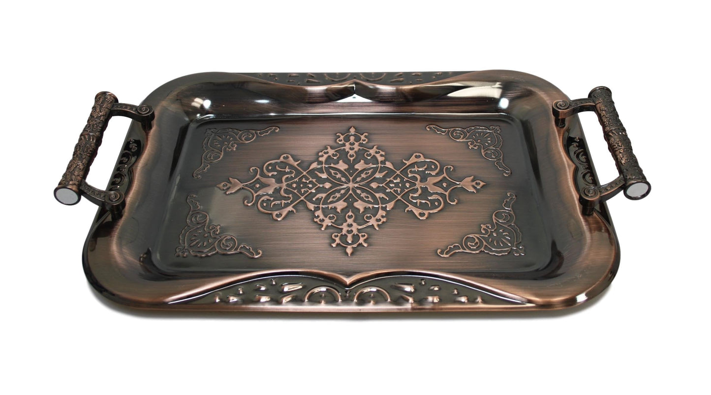 Metallic Chrome High Quality Steel Vintage Serving Tray 3 Colours Available 35cm x 25cm 5850 (Parcel Rate)