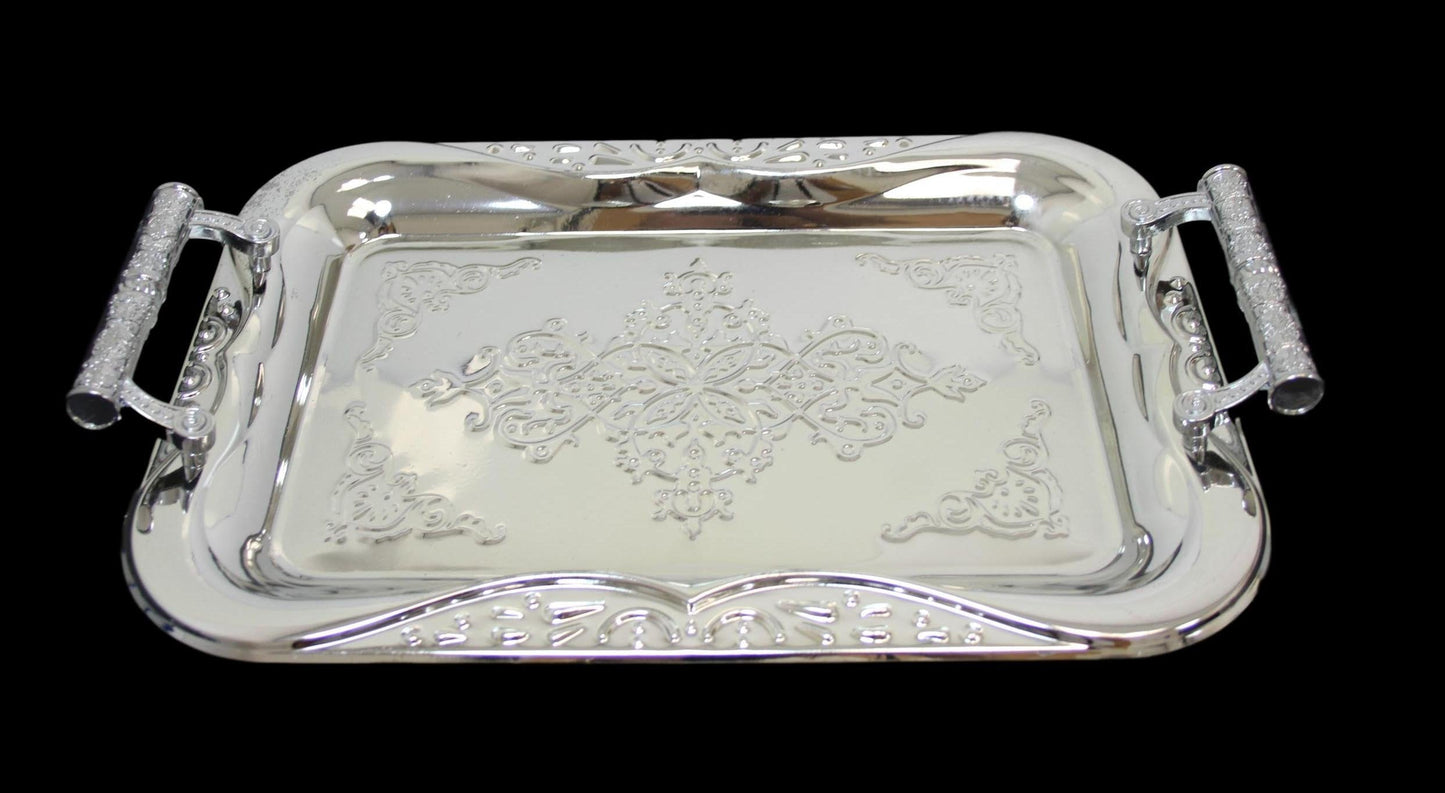 Metallic Chrome High Quality Steel Vintage Serving Tray 3 Colours Available 35cm x 25cm 5850 (Parcel Rate)