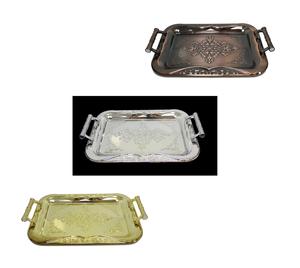 Metallic Chrome High Quality Steel Vintage Serving Tray 3 Colours Available 30cm x 44cm 5851  (Parcel Rate)