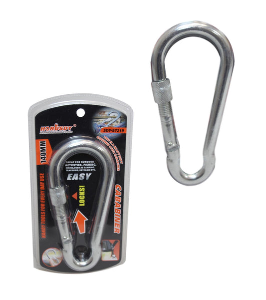 Heavy Duty Chromed Steel Carabiner Camping Fishing Hiking Keychain Hook 140mm 5877 (Parcel Rate)