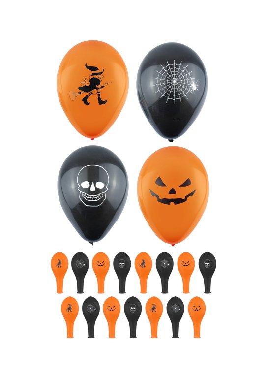 Halloween Balloons Printed Designs Orange And Black 23cm V00652 (Parcel Rate)
