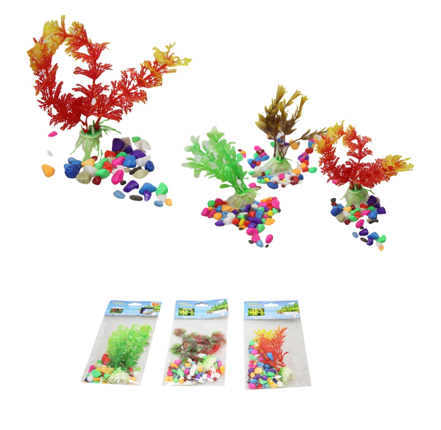 Artificial Fish Tank Plants Aquarium Aquatic Decoration Ornament Plant and Stones 5896 (Large Letter Rate)