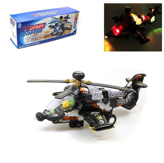 MILITARY LIGHT UP BUMP AND GO COPTER   3707 (Parcel Rate)