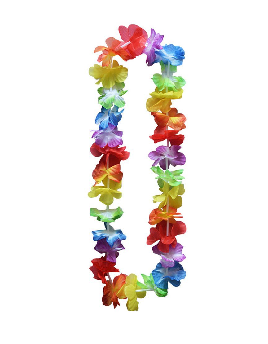 Plastic Rainbow Hawaiian Flowers Hula Lei Garland 90 cm 5898 A  (Parcel Rate)