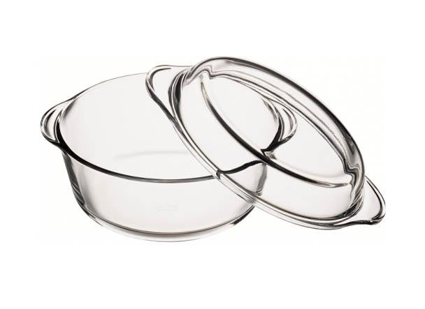 PB Borcam Round High Quality Clear Glass Casserole Dish With Lid 2.1 Litre 59003 (Parcel Rate)