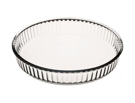 Borcam Fluted Round Flan Cheesecake Dish GLASS Round 1.72 Litres 59044 (Parcel Rate)
